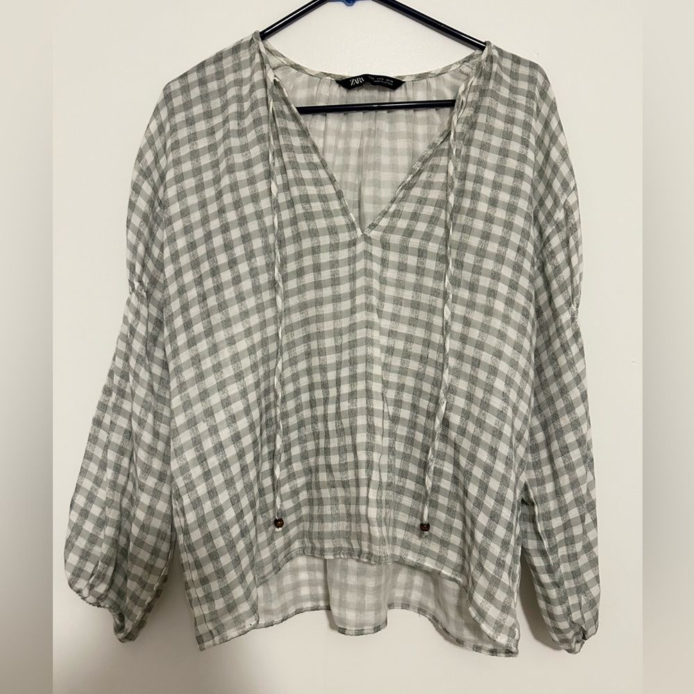 Zara gingham long sleeve top